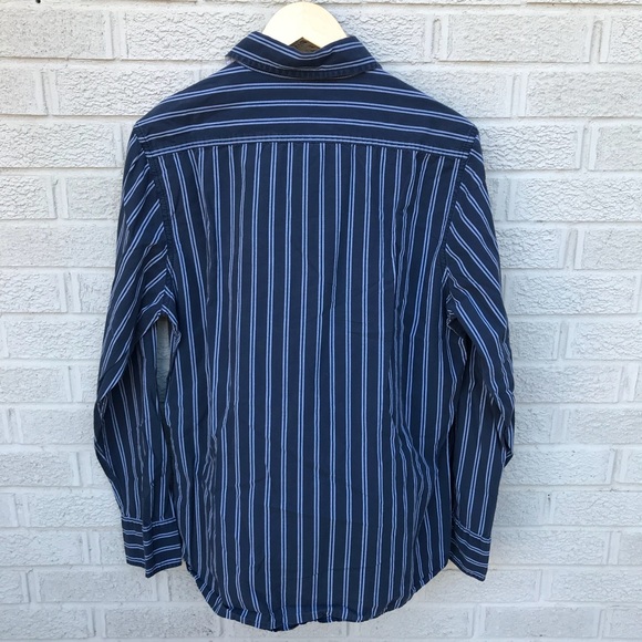 Calvin Klein Jeans Button Down Striped Blue Shirt - Picture 6 of 7